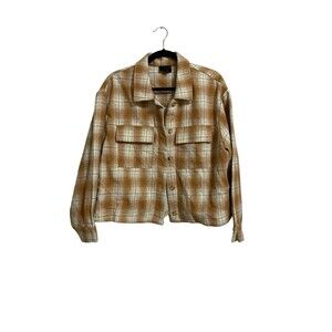 Lumiere Tan Plaid Shacket Size Medium